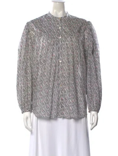 Pre-owned Isabel Marant Étoile Paisley Print Long Sleeve Blouse In White