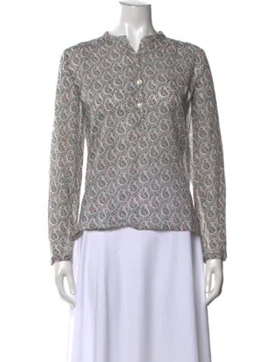 Pre-owned Isabel Marant Étoile Paisley Print Long Sleeve Blouse In White