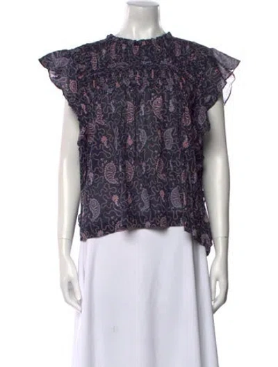 Pre-owned Isabel Marant Étoile Paisley Print Mock Neck Blouse In Blue