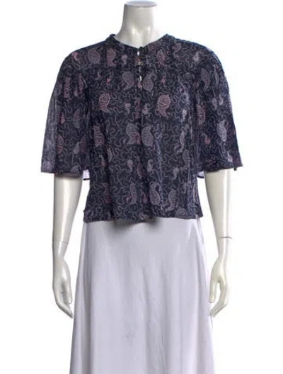 Pre-owned Isabel Marant Étoile Paisley Print Short Sleeve Blouse In Blue