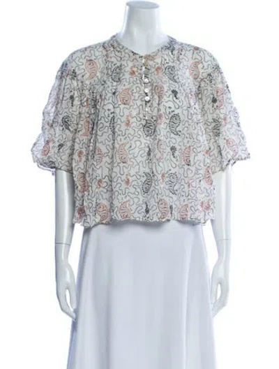 Pre-owned Isabel Marant Étoile Paisley Print Short Sleeve Blouse In Neutral