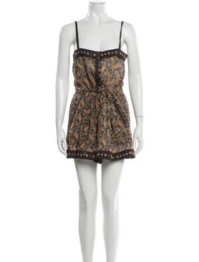 Pre-owned Isabel Marant Étoile Paisley Print Square Neckline Romper In Brown