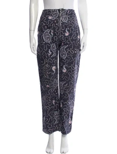 Pre-owned Isabel Marant Étoile Paisley Print Straight Leg Pants In Purple