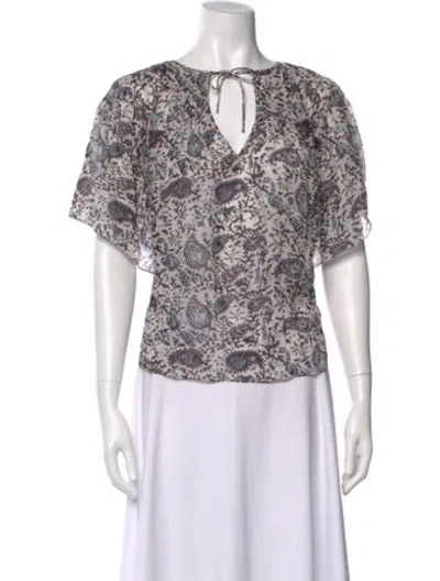Pre-owned Isabel Marant Étoile Paisley Print V-neck Blouse In Neutral