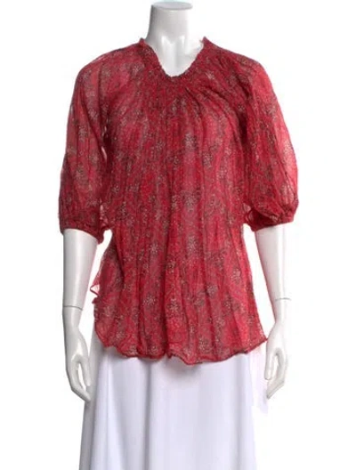 Pre-owned Isabel Marant Étoile Paisley Print V-neck Blouse In Red