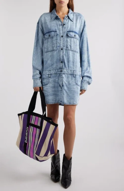 Isabel Marant Étoile Palvina Long Sleeve Denim Shirtdress In Blue