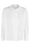 Isabel Marant Étoile Ruffled Front White Top With Long Sleeves And Elegant Collar In White