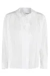 Isabel Marant Étoile Ruffled Front White Top With Long Sleeves And Elegant Collar In White