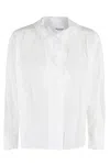 Isabel Marant Étoile Ruffled Front White Top With Long Sleeves And Elegant Collar In White