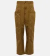 Isabel Marant Étoile Pandore Cotton-blend Pants In Khaki