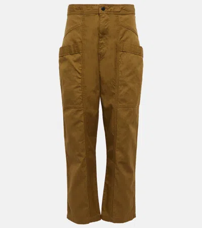 Isabel Marant Étoile Pandore Cotton-blend Pants In Khaki