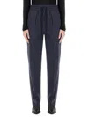 Isabel Marant Étoile Tailored Wool Blend Pants With Subtle Check Pattern In Blue