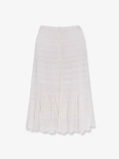 Isabel Marant Étoile Paoline Embroidered Midi Skirt In White