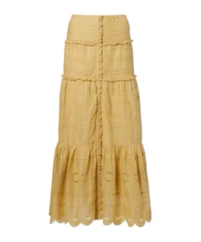 Isabel Marant Étoile Paoline Tiered Cotton Maxi Skirt In Yellow