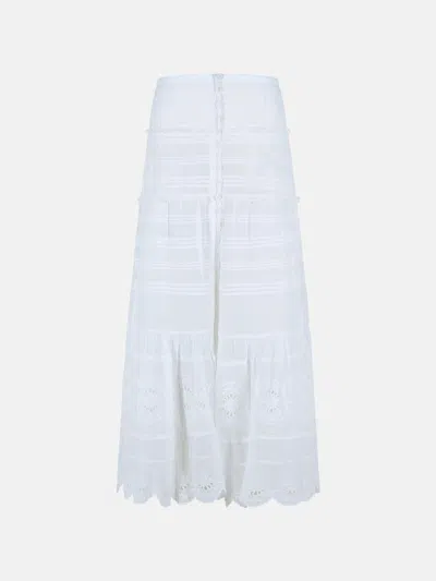 Isabel Marant Étoile 'paoline' White Cotton Skirt In Multi