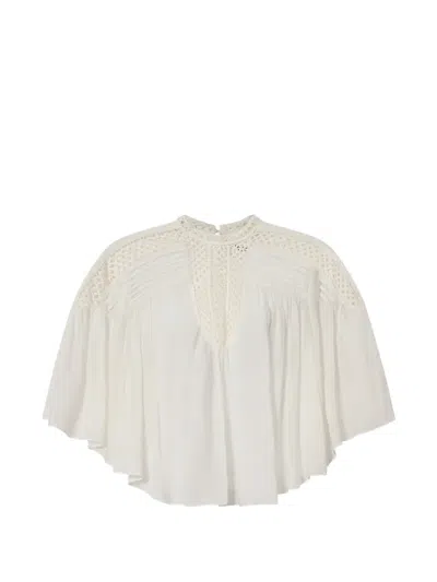 Isabel Marant Étoile Parina Crochet-trimmed Pleated Blouse In White