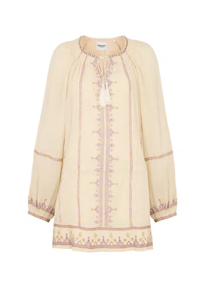 Isabel Marant Étoile Parsley Embroidered Cotton-voile Mini Dress In Yellow