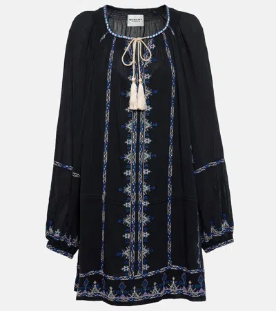 Isabel Marant Étoile Parsley Embroidered Cotton Voile Minidress In 블랙