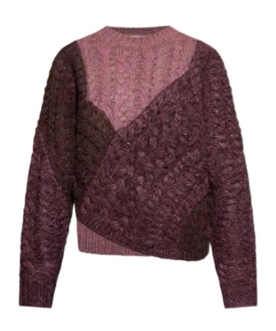 Isabel Marant Étoile Cable-knit Patchwork Sweater In Burgundy