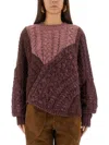 Isabel Marant Étoile Cable Knit Color Block Crew Neck Sweater In Multi
