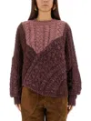 Isabel Marant Étoile Cable Knit Color Block Crew Neck Sweater In Multi