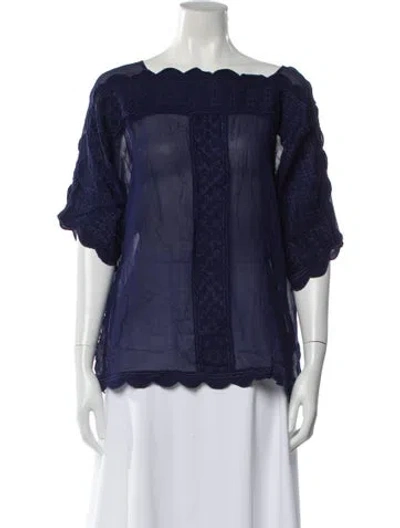 Pre-owned Isabel Marant Étoile Patterned Bateau Neckline Blouse In Blue