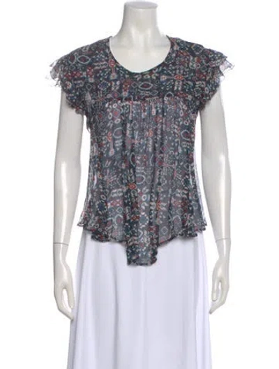 Pre-owned Isabel Marant Étoile Patterned Crew Neck Blouse In Black