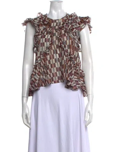 Pre-owned Isabel Marant Étoile Patterned Crew Neck Blouse In Brown