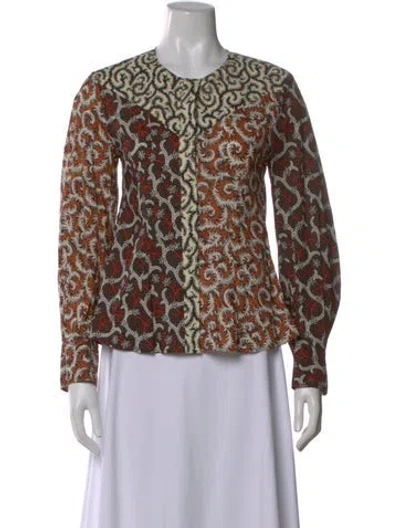 Pre-owned Isabel Marant Étoile Patterned Crew Neck Top In Black