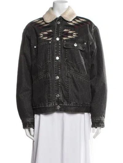 Pre-owned Isabel Marant Étoile Patterned Denim Jacket In Black