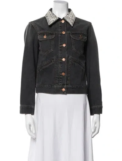 Pre-owned Isabel Marant Étoile Patterned Denim Jacket In Grey