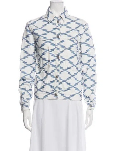 Pre-owned Isabel Marant Étoile Patterned Denim Jacket In White