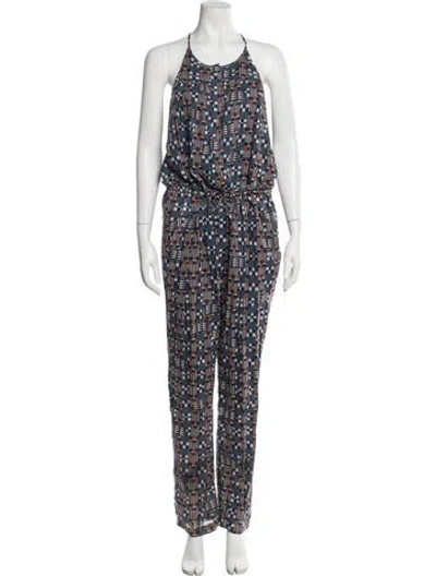 Pre-owned Isabel Marant Étoile Patterned Halterneck Jumpsuit In Blue