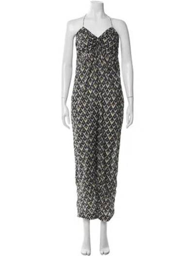 Pre-owned Isabel Marant Étoile Patterned Halterneck Jumpsuit In White