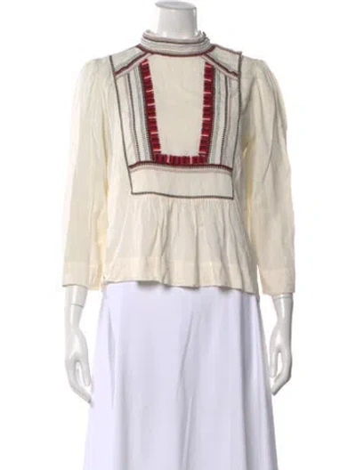 Pre-owned Isabel Marant Étoile Patterned Mock Neck Blouse In Neutral