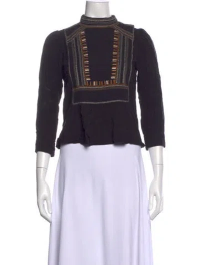 Pre-owned Isabel Marant Étoile Patterned Mock Neck Top In Black