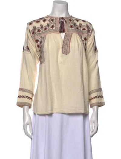 Pre-owned Isabel Marant Étoile Patterned Tie Neck Blouse In Neutral