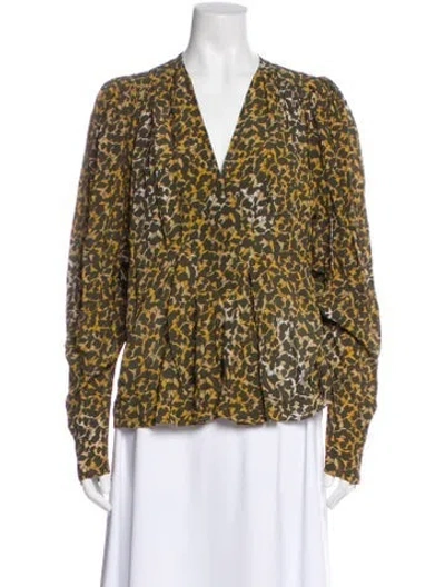 Pre-owned Isabel Marant Étoile Patterned V-neck Blouse In Green