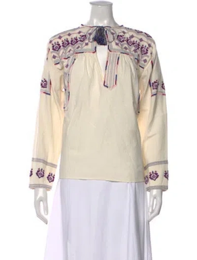 Pre-owned Isabel Marant Étoile Patterned V-neck Blouse In Neutral