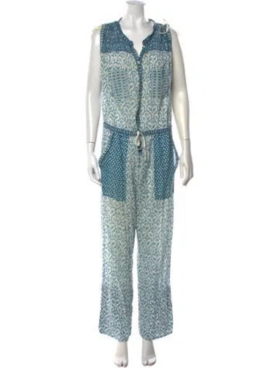 Pre-owned Isabel Marant Étoile Patterned V-neck Jumpsuit In Blue