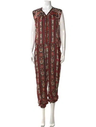 Pre-owned Isabel Marant Étoile Patterned V-neck Jumpsuit In Red
