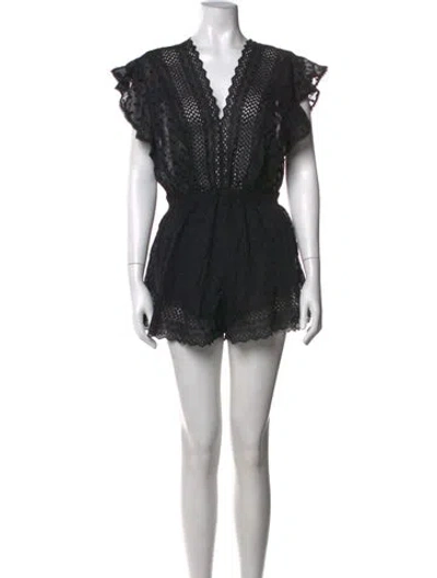 Pre-owned Isabel Marant Étoile Patterned V-neck Romper In Black