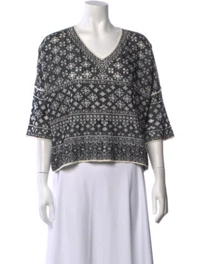 Pre-owned Isabel Marant Étoile Patterned V-neck Sweater In Black