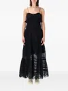 Isabel Marant Étoile Paule Long Floral Cotton And Lace Dress In Black