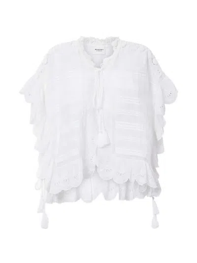 Isabel Marant Étoile White Floral Lace And Cotton Kaftan-style Payton Top Marant Etoile