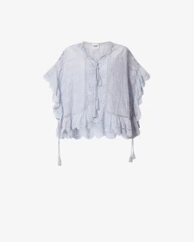 Isabel Marant Étoile Payton Lace-trimmed Embroidered Cotton Blouse In Pink