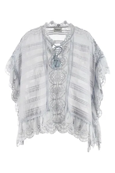 Isabel Marant Étoile Payton Lace-trimmed Embroidered Cotton Blouse In Pink