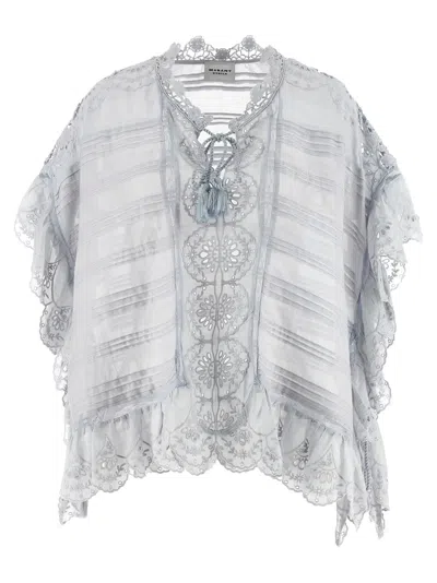 Isabel Marant Étoile Payton Lace-trimmed Embroidered Cotton Blouse In Pink