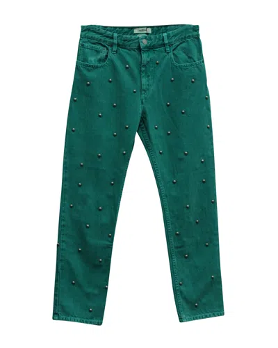 Isabel Marant Étoile Isabel Marant Etoile Pearl Studded Jeans In Green Cotton
