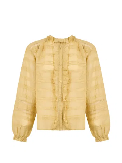 Isabel Marant Étoile Long Sleeve Shirt Peline Textured Collar Cuffs In Yellow